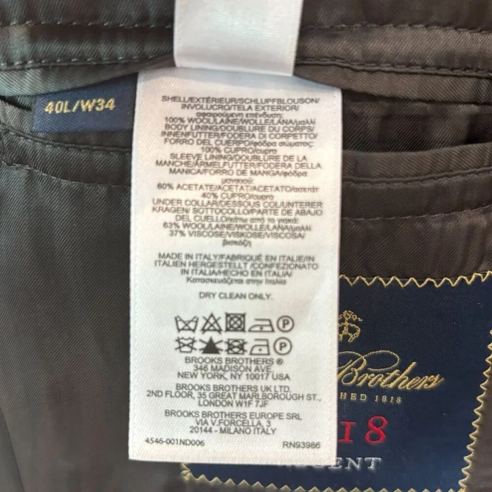 Brooks Brothers 1818 Regent Blazer‎ | Gray Wool VBC Italian Fabric | 40L